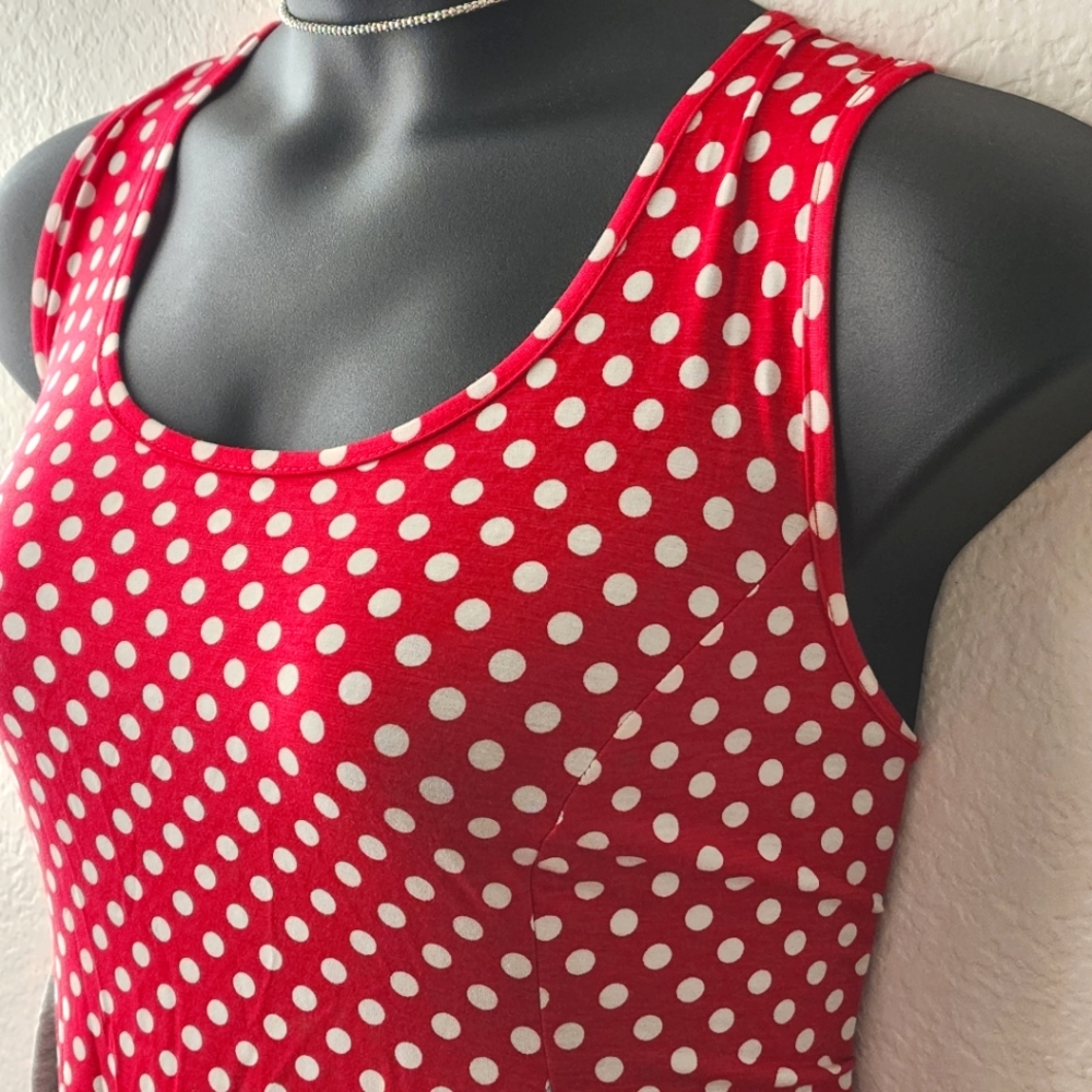 MOA Red w/ White Polka Dots Tank Top Grey Panels Plus Size 3xl NWT - Picture 3 of 8